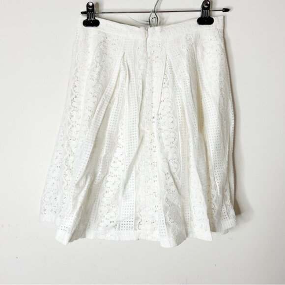 FOREVER 21 Boho Chic Mini Skirt Lace Crochet A-line Pleated White Women's Small - Picture 10 of 13